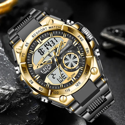 LIGE Men's Luxury Dual Display Sport Watch