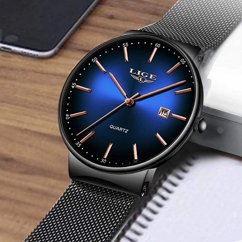 LIGE Luxury Slim Mens Watch