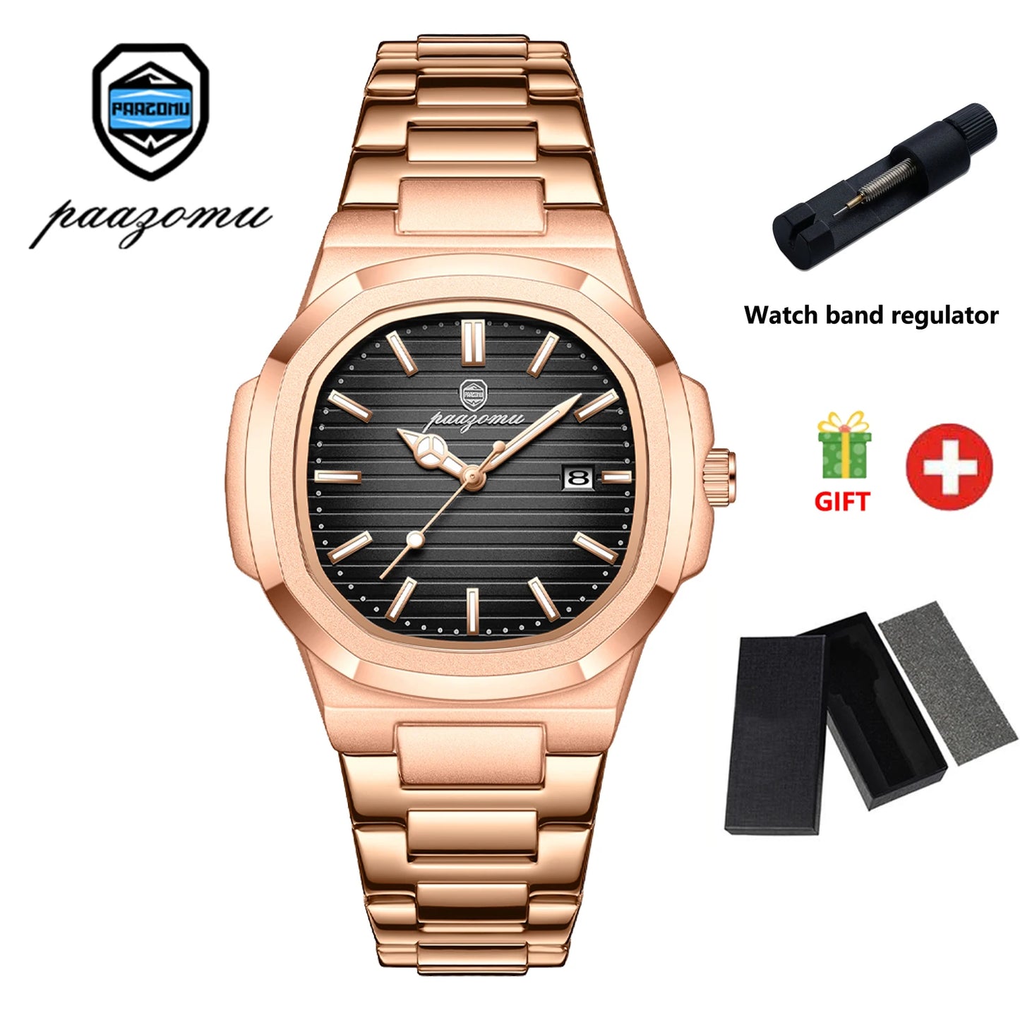 Luxury Square Stainless Steel Mens Watch