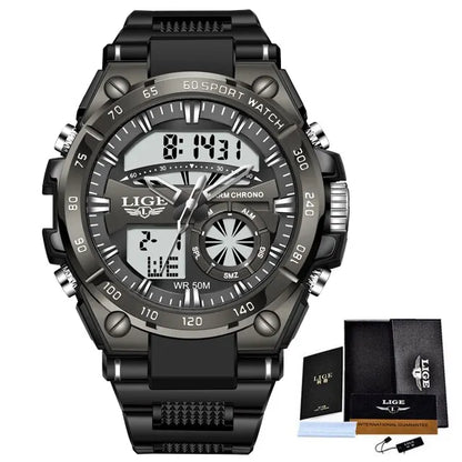 LIGE Men's Luxury Dual Display Sport Watch