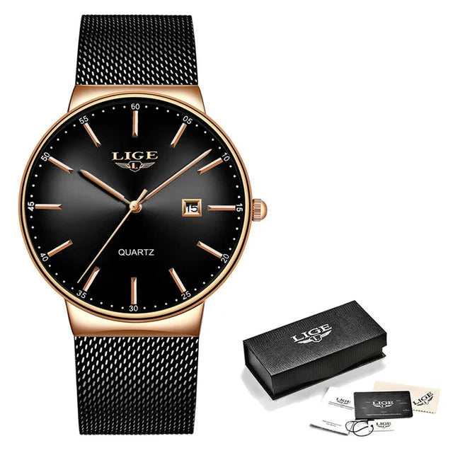 LIGE Luxury Slim Mens Watch