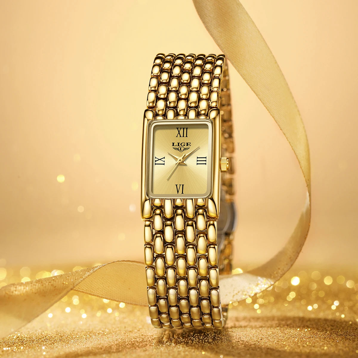 LIGE Square Luxury Womens Watch