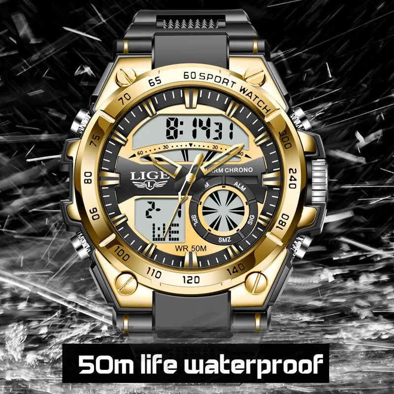 LIGE Men's Luxury Dual Display Sport Watch