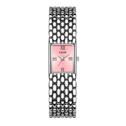 LIGE Quality Plated Women Square Watch