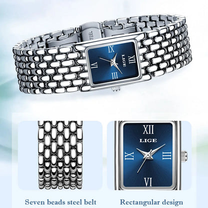 LIGE Quality Plated Women Square Watch