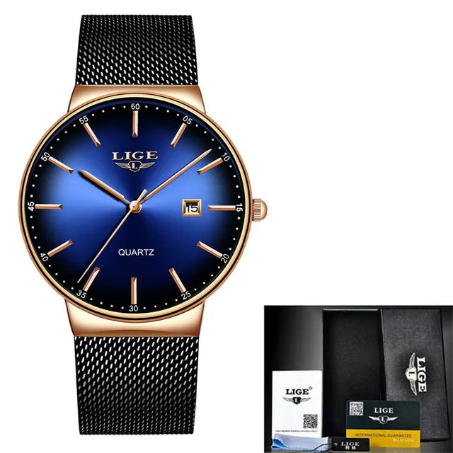 LIGE Luxury Slim Mens Watch