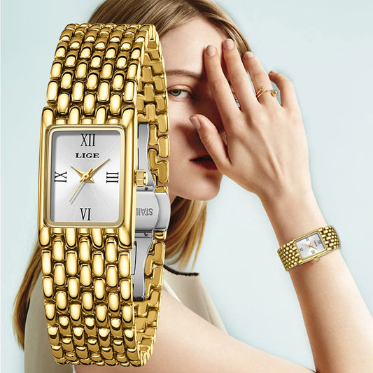 LIGE Square Luxury Womens Watch