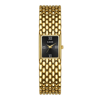 LIGE Quality Plated Women Square Watch