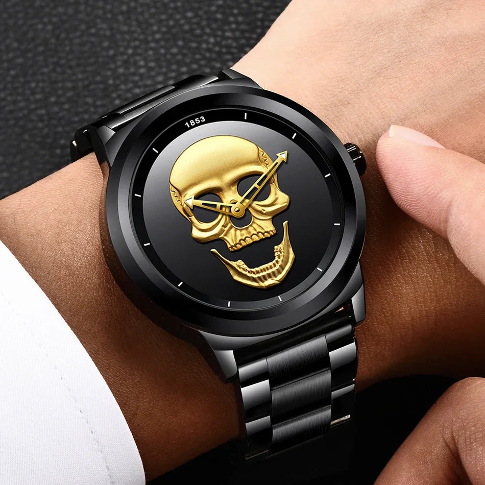 LIGE Skull Mens Watch