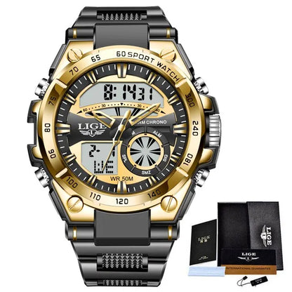 LIGE Men's Luxury Dual Display Sport Watch