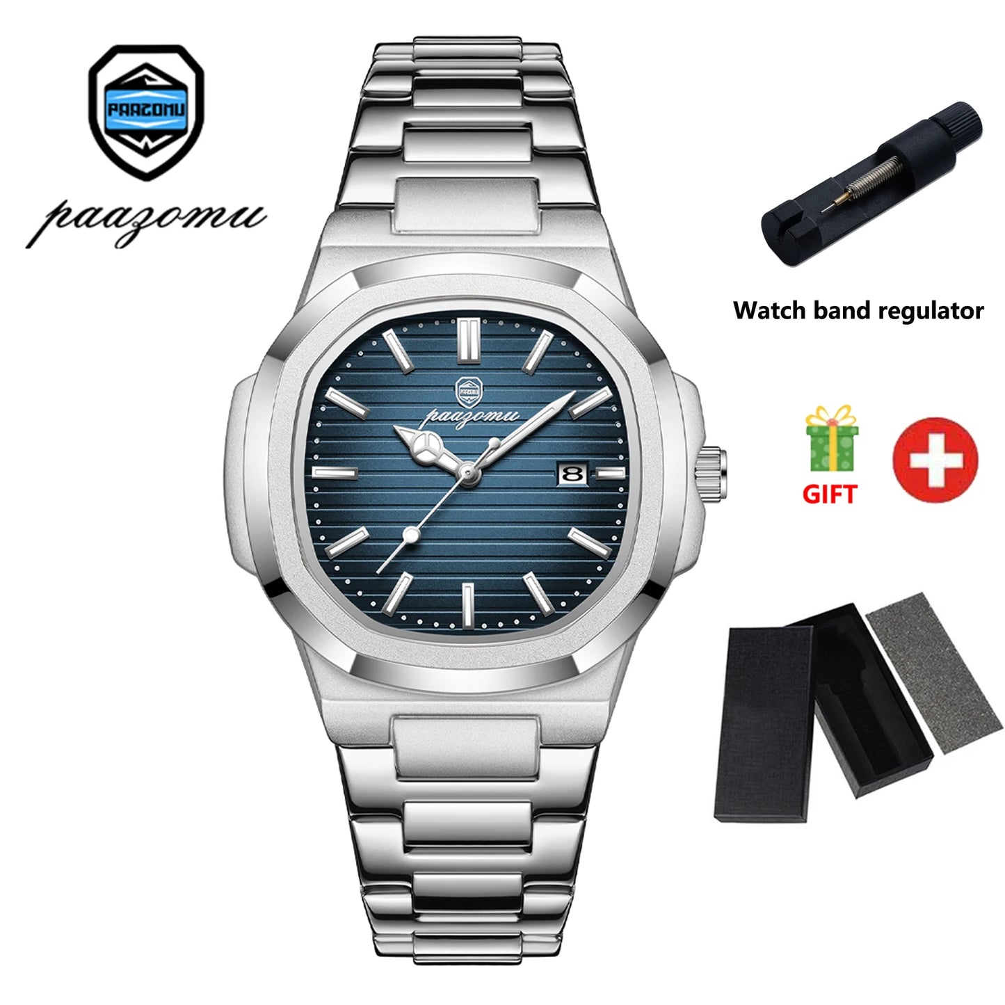 Luxury Square Stainless Steel Mens Watch