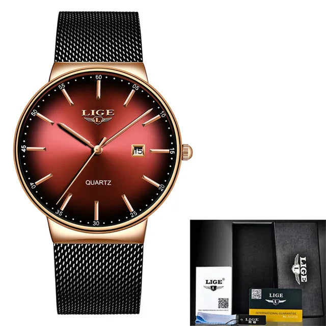 LIGE Luxury Slim Mens Watch