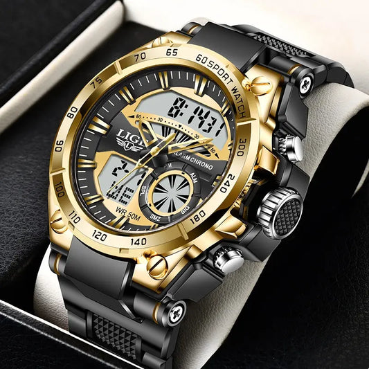 LIGE Men's Luxury Dual Display Sport Watch